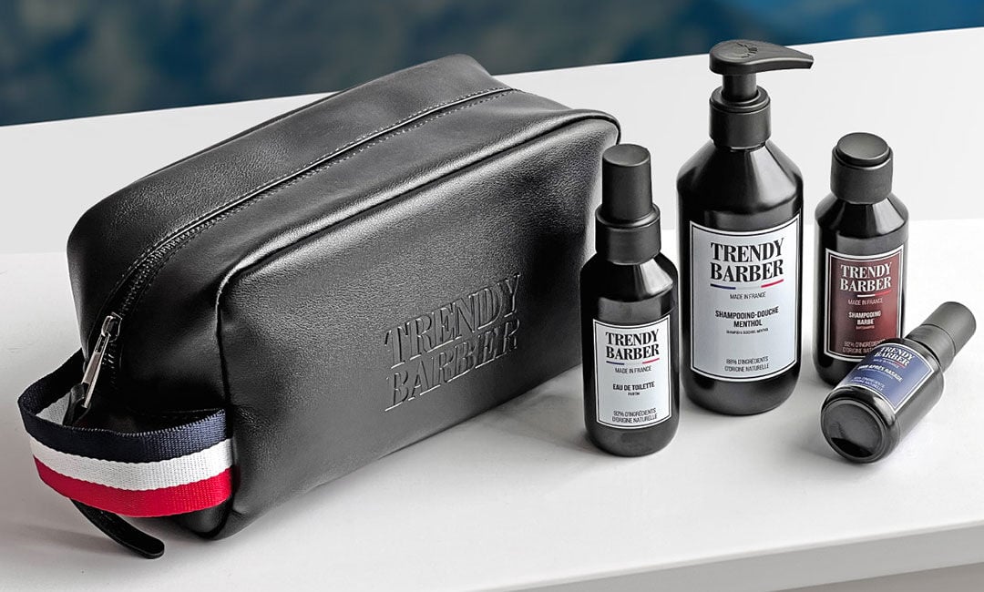 Trendy Barber : 1 trousse de toilette offerte dès 4 produits achetés.