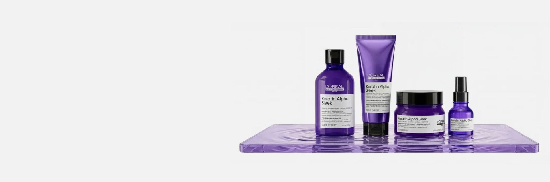3 produits pour le prix de 2* sur la gamme Keratin Alpha Sleek de L'Or&eacute;al Professionnel.