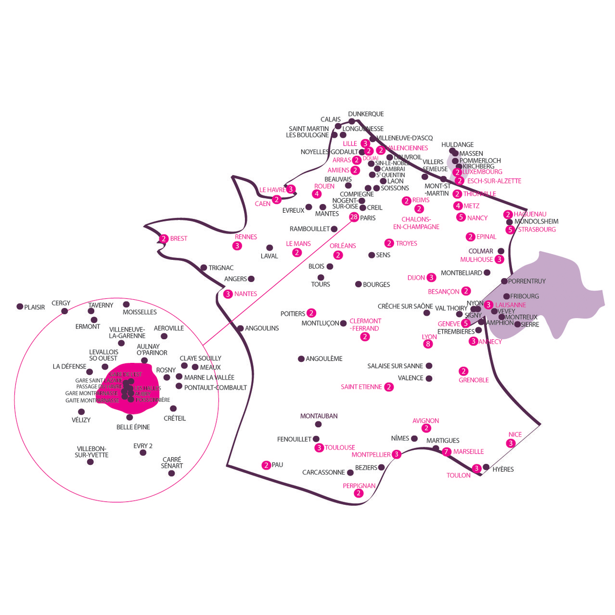 Nos magasins en France, Suisse et Luxembourg