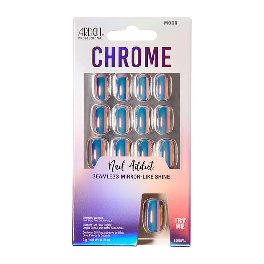 Faux ongle effet chrome moon