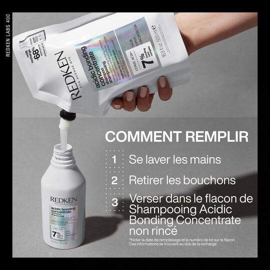 Shampooing r&eacute;parateur pour cheveux ab&icirc;m&eacute;s Acidic Bonding Concentrate recharge 500 ml