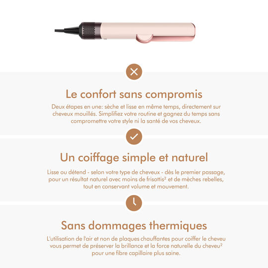 Lisseur s&eacute;chant Airstrait rose ceramique