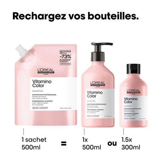 Shampooing cheveux color&eacute;s Vitamino Color recharge 500ml