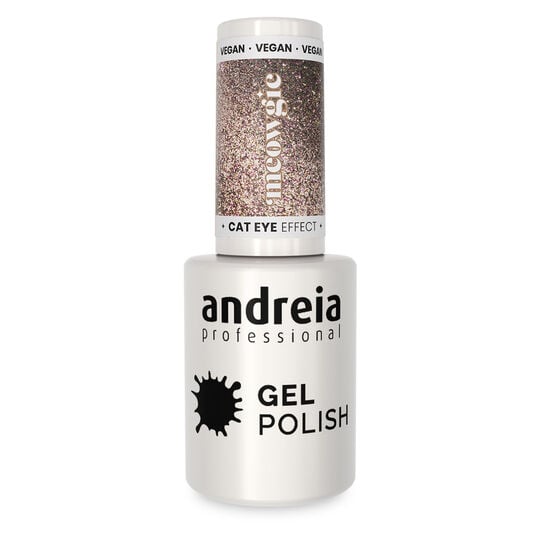 Vernis semi permanent Cat Eye Effect taupe avec reflets roses