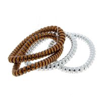 Elastiques scoubidou fins bronze et argenté,  Elastiques scoubidou fins bronze et argenté