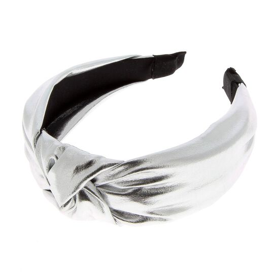 Serre-t&ecirc;te m&eacute;tallique avec noeud argent&eacute;