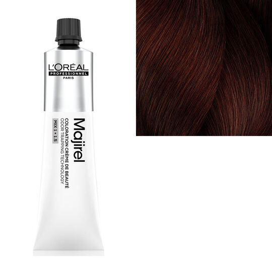 Coloration cr&egrave;me de beaut&eacute; Majirel 4.56 ch&acirc;tain acajou rouge