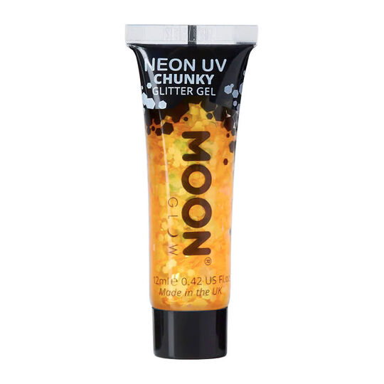 Gel néon à grosses paillettes Moon Glow doré,  Gel néon à grosses paillettes Moon Glow doré