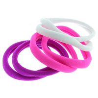 Lot de 6 élastiques XXL en mousse blanc violet et rose,  Lot de 6 élastiques XXL en mousse blanc violet et rose