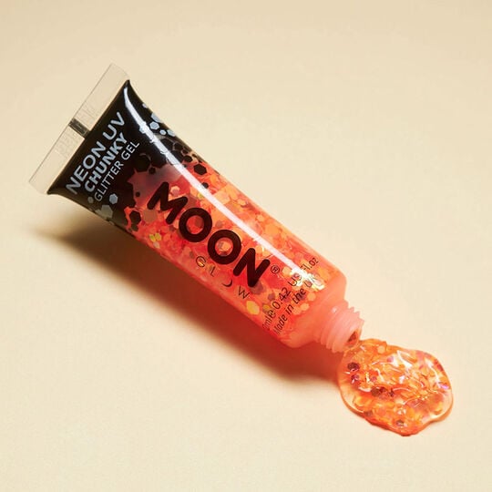 Gel néon à grosses paillettes Moon Glow orange,  Gel néon à grosses paillettes Moon Glow orange