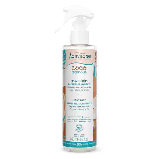 Brume l&eacute;g&egrave;re cheveux secs et textur&eacute;s Coco d'amour
