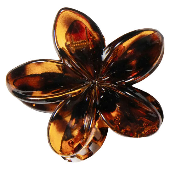 Pince croco fleur de tiar&eacute; marron