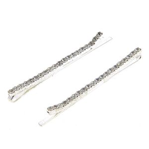 Barrettes argent&eacute;es &agrave; strass 1 rang&eacute;e