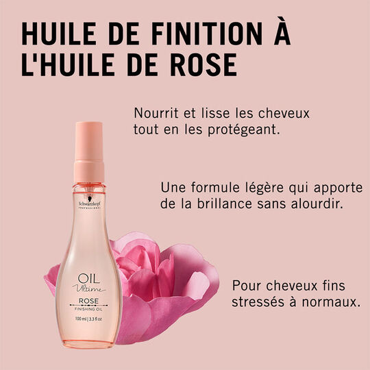 Huile de finition Rose pour cheveux fins ou stress&eacute;s