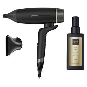 S&egrave;che cheveux Speed avec embout large et huile de lissage