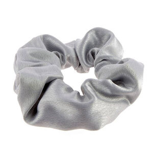 Chouchou en coton satin&eacute; gris m&eacute;tallis&eacute;