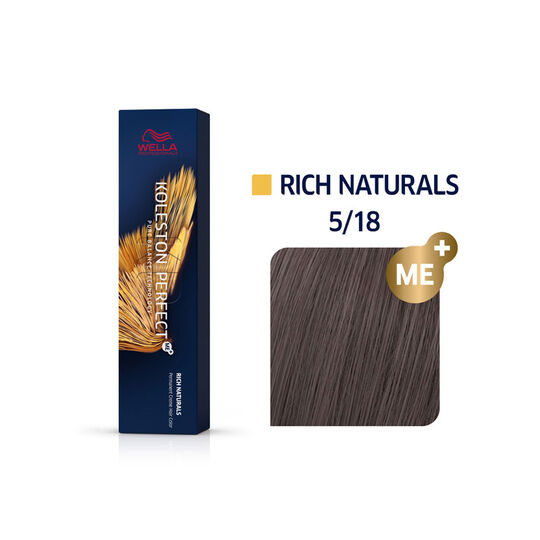 Coloration permanente Koleston Perfect Me+ 5/18 ch&acirc;tain clair cendr&eacute; perl&eacute;