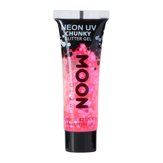 Gel néon à grosses paillettes Moon Glow rose vif,  Gel néon à grosses paillettes Moon Glow rose vif