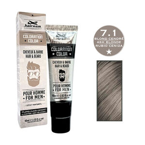 Coloration pour homme cheveux & barbe 7.1 blond clair cendr&eacute;