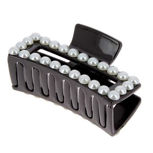 Pince croco rectangle à perles noir