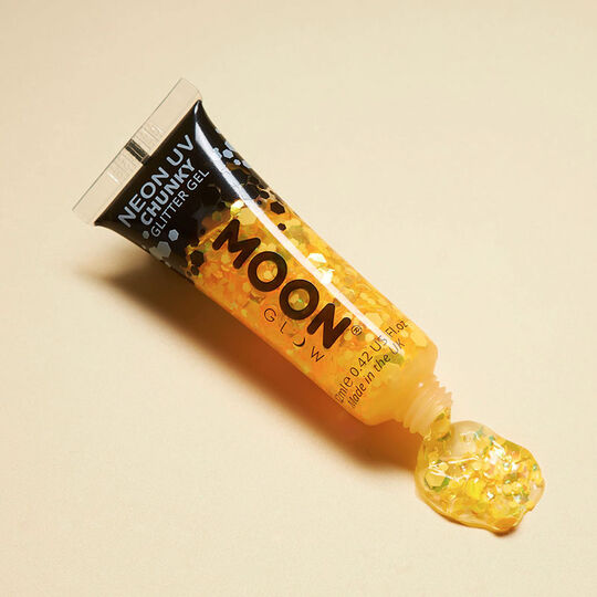 Gel n&eacute;on &agrave; grosses paillettes Moon Glow dor&eacute;