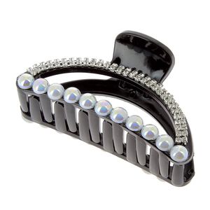 Pince croco strass et perles demi lune