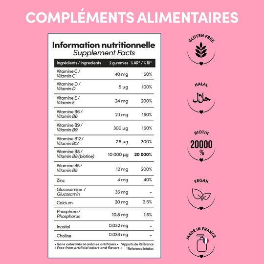 Cure 3 mois Red Love gummies hair vitamins