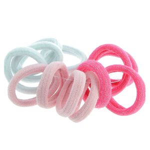 Petits élastiques mousse roses et blancs pailletés