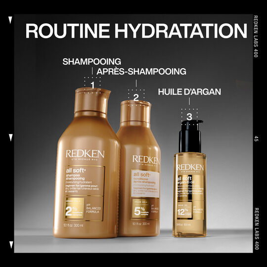 Routine hydratante cheveux secs et r&ecirc;ches All Soft