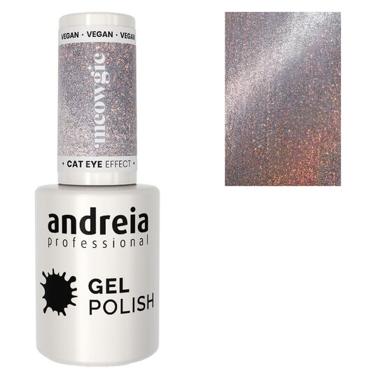 Vernis semi permanent Cat Eye Effect argent&eacute; avec reflets roses