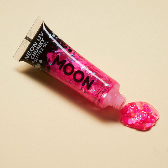 Gel néon à grosses paillettes Moon Glow magenta,  Gel néon à grosses paillettes Moon Glow magenta