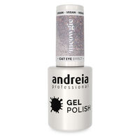 Vernis semi permanent Cat Eye Effect argent&eacute; avec reflets roses