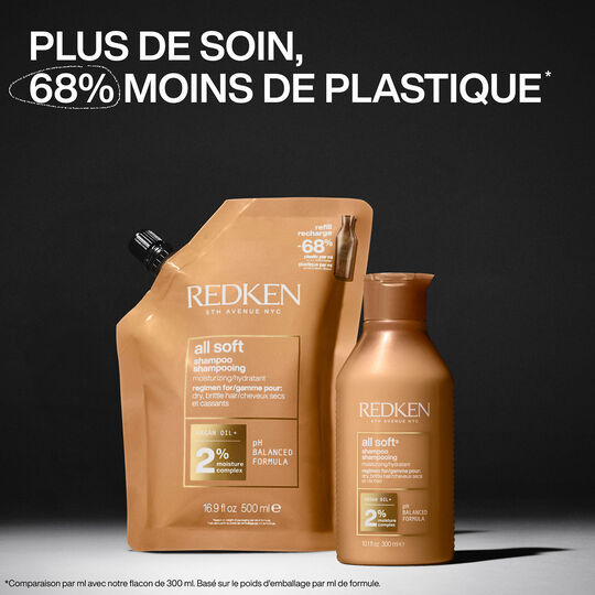 Shampooing hydratant pour cheveux secs et sensibilis&eacute;s All Soft recharge 500 ml