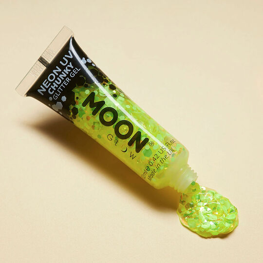 Gel néon à grosses paillettes Moon Glow jaune,  Gel néon à grosses paillettes Moon Glow jaune