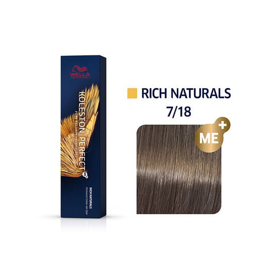Coloration permanente Koleston Perfect Me+ 7/18 blond cendr&eacute; perl&eacute;