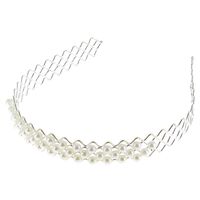 Serre-tête métallique à perles argenté