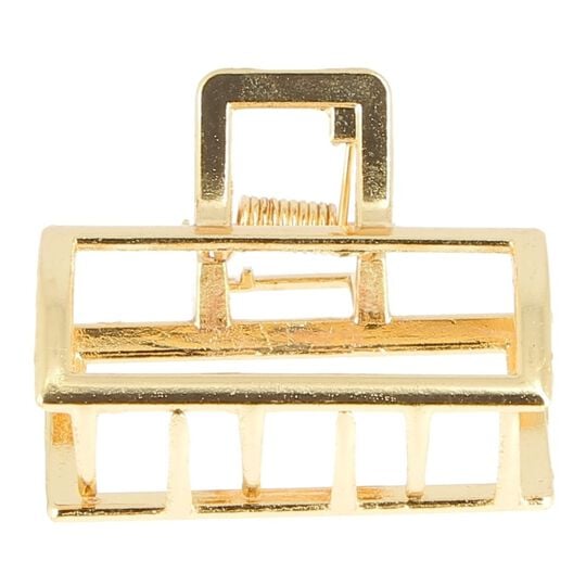 Petite pince croco métallique rectangle dorée,  Petite pince croco métallique rectangle dorée