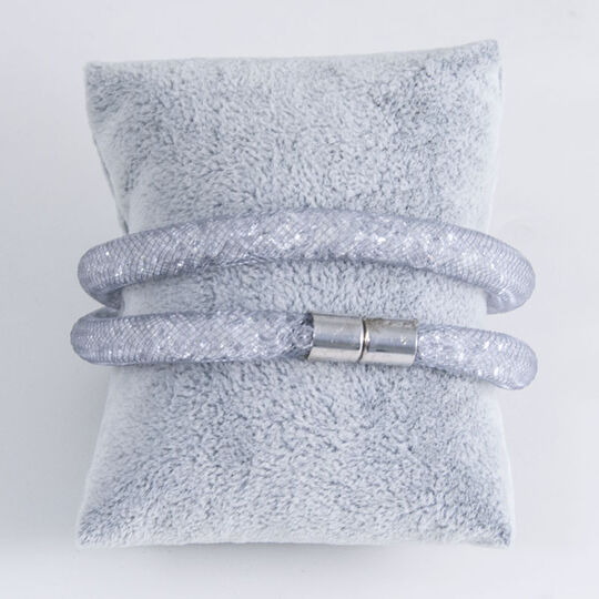 Bracelet strass filet double gris
