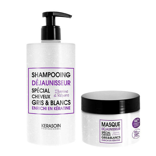 Rituel cheveux gris et blancs shampooing et masque