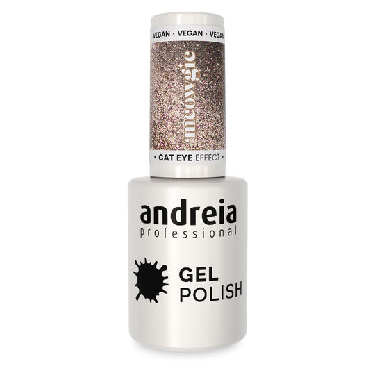 Vernis semi permanent Cat Eye Effect taupe avec reflets roses