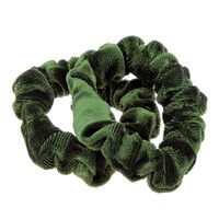 Duo chouchous velours c&ocirc;tel&eacute; vert kaki