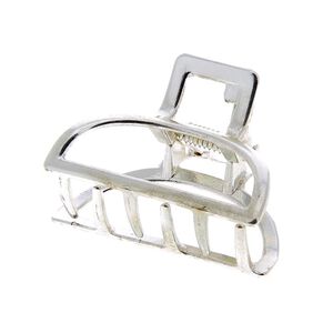 Petite pince croco m&eacute;tallique demi lune argent&eacute;e