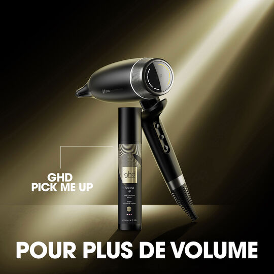 S&egrave;che cheveux Speed avec trousse et spray volume blanc
