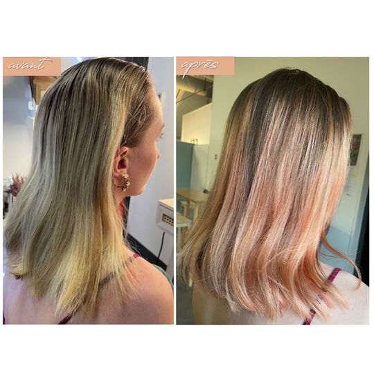 Soin repigmentant cheveux naturels ou color&eacute;s p&ecirc;che ros&eacute;