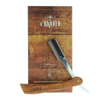 Rasoir manche en bois naturel &agrave; lame interchangeable O'Barber