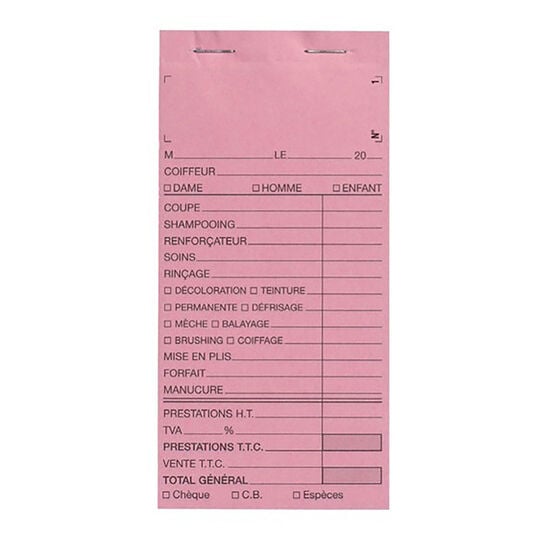 Carnet de caisse avec num&eacute;ro