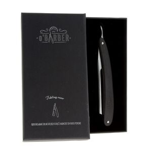 Rasoir coupe-chou manche en bois d'&eacute;b&egrave;ne lame acier extra dur O'Barber