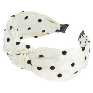 Serre-t&ecirc;te avec noeud blanc &agrave; pois