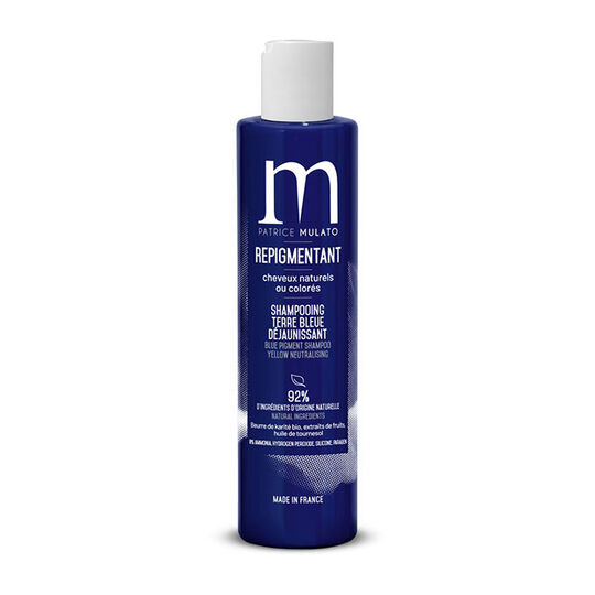 Shampooing repigmentant cheveux naturels ou color&eacute;s terre bleue