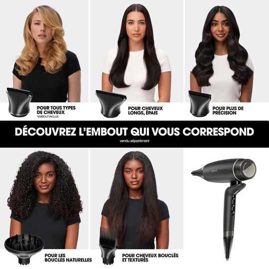 S&egrave;che cheveux Speed avec embout large et huile de lissage